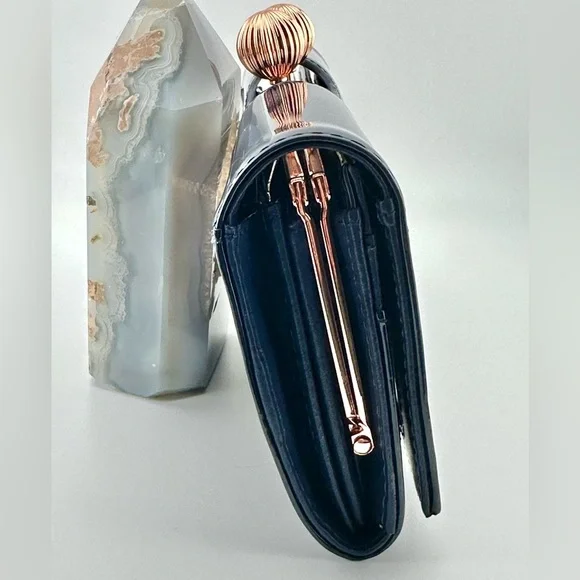 Ted Baker Navy Patent Leather Clutch Wallet - Picture 8 of 16